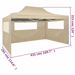 vidaXL Foldable Tent with 3 Walls 3x4.5m Cream Gazebo Shelter Marquee Canopy - Additional view 8