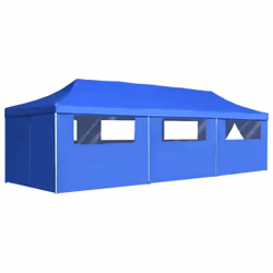 vidaXL Folding Pop-up Party Tent with 8 Sidewalls 3x9m Blue Canopy Gazebo