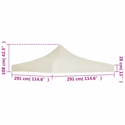 vidaXL Party Tent Roof 3x3m Cream Pavilion Canopy Cover Gazebo Marquee Top