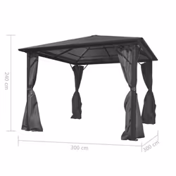 vidaXL Gazebo with Curtain Anthracite Aluminium 300x300cm Canopy Shelter Tent - Additional view 4