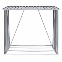 vidaXL Garden Log Storage Shed Galvanised Steel 163x83x154cm Grey Timber Cabin