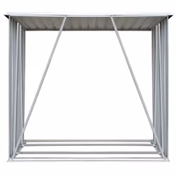 vidaXL Garden Log Storage Shed Galvanised Steel 163x83x154cm Grey Timber Cabin