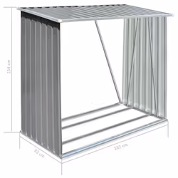 vidaXL Garden Log Storage Shed Galvanised Steel 163x83x154cm Grey Timber Cabin - Additional view 6