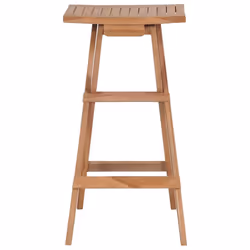 vidaXL 2x Solid Teak Wood Folding Bar Stools Outdoor Garden Furniture Seat