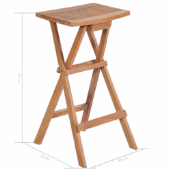 vidaXL 2x Solid Teak Wood Folding Bar Stools Outdoor Garden Furniture Seat