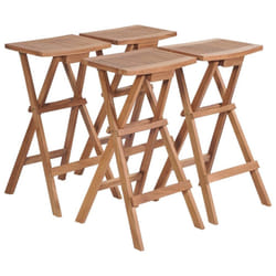 vidaXL 4x Solid Teak Wood Folding Bar Stools Outdoor Garden Furniture Seat
