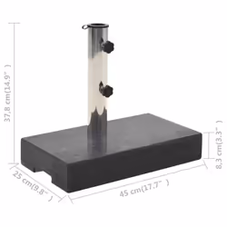 vidaXL Parasol Base Granite 25kg Rectangular Black Patio Umbrella Holder Stand - Additional view 3