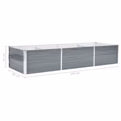 vidaXL Garden Raised Bed Galvanised Steel 240x80x45cm Grey Flower Raised Bed