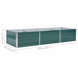 vidaXL Garden Raised Bed Galvanised Steel 240x80x45cm Green Flower Raised Bed