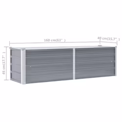 vidaXL Garden Raised Bed Galvanised Steel 160x40x45cm Grey Plant Raised Bed - Additional view 6