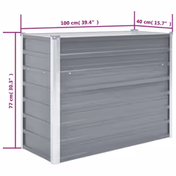 vidaXL Garden Raised Bed Galvanised Steel 100x40x77cm Grey Plant Raised Bed - Additional view 6