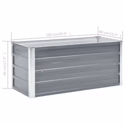 vidaXL Garden Raised Bed Galvanised Steel 100x40x45cm Grey Plant Raised Bed