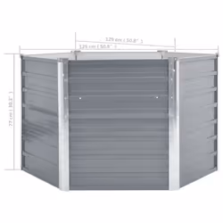 vidaXL Garden Raised Bed Galvanised Steel 129x129x77cm Grey Plant Raised Bed - Additional view 5