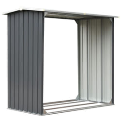 vidaXL Garden Log Storage Shed Galvanised Steel 172x91x154cm Grey Firewood