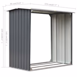 vidaXL Garden Log Storage Shed Galvanised Steel 172x91x154cm Grey Firewood - Additional view 4