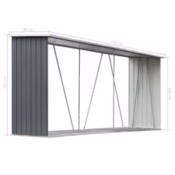 vidaXL Garden Log Storage Shed Galvanised Steel 330x84x152cm Grey Firewood - Additional view 5