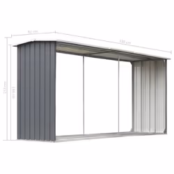 vidaXL Garden Log Storage Shed Galvanised Steel 330x92x153cm Grey Firewood - Additional view 5