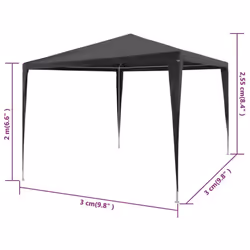 vidaXL Party Tent 3x3m PE Anthracite Outdoor Patio Gazebo Canopy Marquee Shade