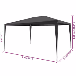 vidaXL Party Tent 3x4m PE Anthracite Outdoor Patio Gazebo Canopy Marquee Shade - Additional view 6