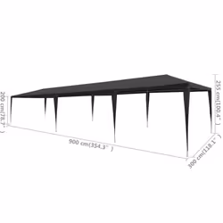 vidaXL Party Tent 3x9m PE Anthracite Outdoor Patio Gazebo Canopy Marquee Shade - Additional view 5