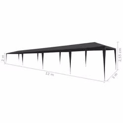 vidaXL Party Tent 3x12m PE Anthracite Outdoor Gazebo Canopy Marquee Shade