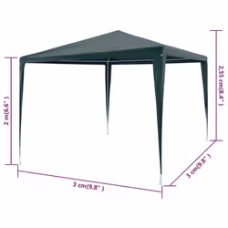 vidaXL Party Tent 3x3m PE Green Outdoor Patio Gazebo Canopy Marquee Shade - Additional view 6