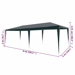 vidaXL Party Tent 3x6m PE Green Outdoor Patio Gazebo Marquee Canopy Shade