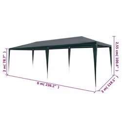 vidaXL Party Tent 3x6m PE Green Outdoor Patio Gazebo Marquee Canopy Shade - Additional view 6