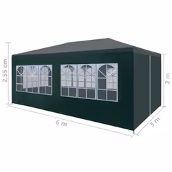 vidaXL Party Tent 3x6m Green Outdoor Garden Gazebo Marquee Canopy Shelter