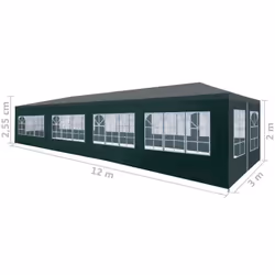 vidaXL Party Tent 3x12m Green Outdoor Garden Gazebo Marquee Canopy Shelter - Additional view 8