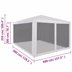 vidaXL Party Tent with 4 Mesh Sidewalls 4x3m Garden Marquee Gazebo Outdoor - Additional view 5