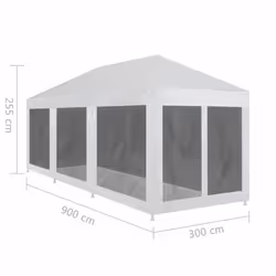 vidaXL Party Tent with 8 Mesh Sidewalls 9x3m Outdoor Garden Gazebo Marquee - Additional view 6