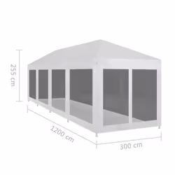 vidaXL Party Tent with 10 Mesh Sidewalls 12x3m Outdoor Garden Gazebo Marquee - Additional view 6