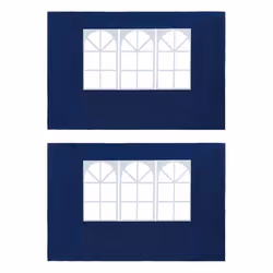 vidaXL 2x Party tent Sidewall with Window PE Blue Garden Marquee Enclosure
