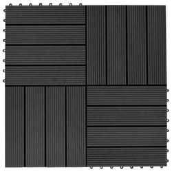 vidaXL 11x Decking Tiles WPC 30x30cm 1sqm Black Patio Paving Flooring Board