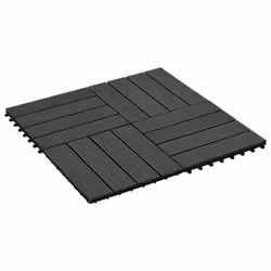 vidaXL 11x Decking Tiles WPC 30x30cm 1sqm Black Patio Paving Flooring Board