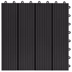 vidaXL 11x Decking Tiles WPC 30x30cm 1sqm Black Patio Paving Flooring Board