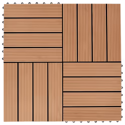 vidaXL 11x Decking Tiles WPC 1sqm Teak Colour Paving Flooring Board Sheet