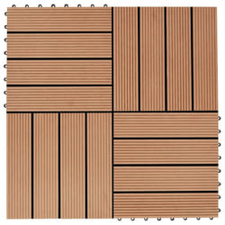 vidaXL 11x Decking Tiles WPC 1sqm Teak Colour Paving Flooring Board Sheet