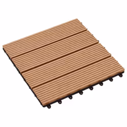 vidaXL 11x Decking Tiles WPC 1sqm Teak Colour Paving Flooring Board Sheet