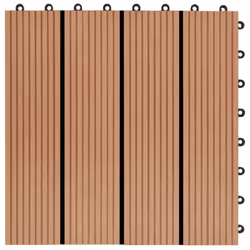 vidaXL 11x Decking Tiles WPC 1sqm Teak Colour Paving Flooring Board Sheet