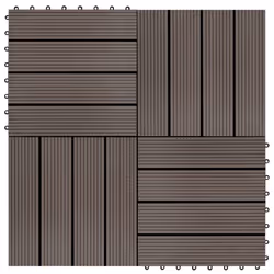 vidaXL 11 pcs Decking Tiles WPC 11.8x11.8 1 sqm Dark Brown