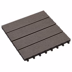 vidaXL 11 pcs Decking Tiles WPC 11.8x11.8 1 sqm Dark Brown