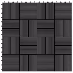 vidaXL 11x Decking Tiles WPC 30x30cm 1sqm Black Patio Paving Flooring Board