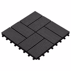 vidaXL 11x Decking Tiles WPC 30x30cm 1sqm Black Patio Paving Flooring Board