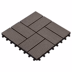 vidaXL 11 pcs Decking Tiles WPC 11.8""x11.8"" 1 sqm Dark Brown