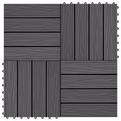 vidaXL 11x Decking Tiles Deep Embossed WPC 30x30cm 1sqm Black Floor Board