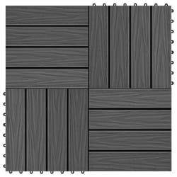 vidaXL 11x Decking Tiles Deep Embossed WPC 30x30cm 1sqm Black  Floor Board