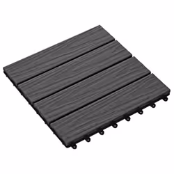 vidaXL 11x Decking Tiles Deep Embossed WPC 30x30cm 1sqm Black  Floor Board