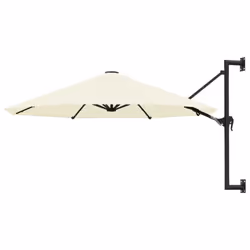 vidaXL Wall-Mounted Garden Parasol with Metal Pole Shade Outdoor Umbrella Sand